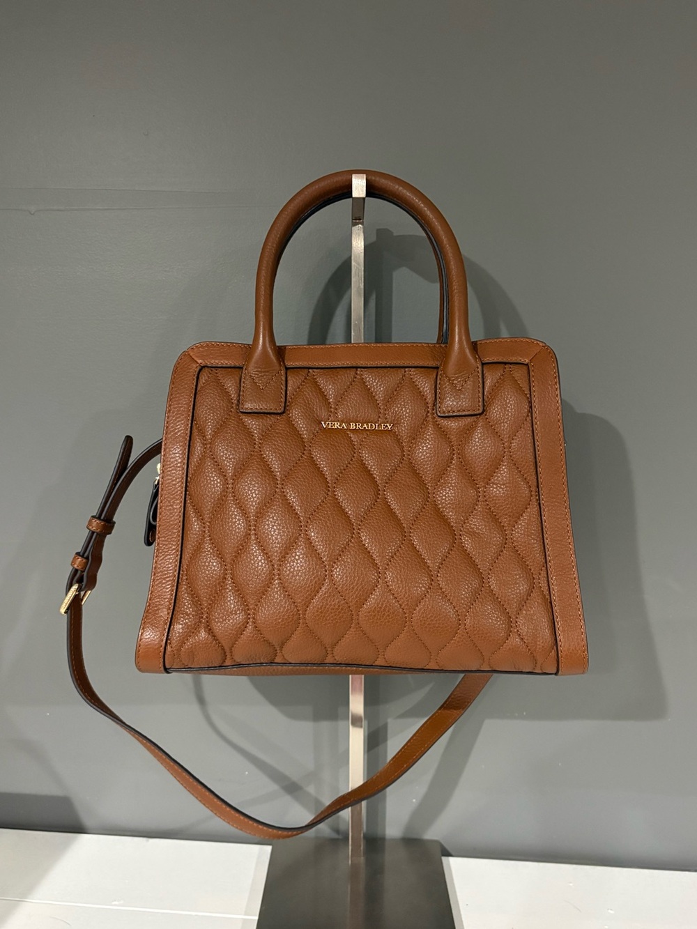 Vera Bradley Brown LeatheQuilted Handbag